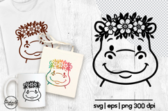 Cute hippo svg, Animal flower svg, Kids svg Product Image 1