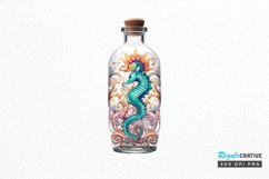 Hippocampus Glass Bottle Sublimation PNG Clipart Product Image 1