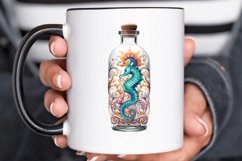 Hippocampus Glass Bottle Sublimation PNG Clipart Product Image 2