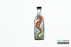 Hippocampus Glass Bottle Sublimation PNG Clipart Product Image 1