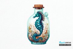 Hippocampus Glass Bottle Sublimation PNG Clipart Product Image 1