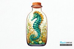 Hippocampus Glass Bottle Sublimation PNG Clipart Product Image 1