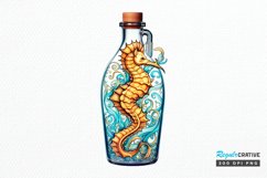 Hippocampus Glass Bottle Sublimation PNG Clipart Product Image 1