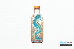 Hippocampus Glass Bottle Sublimation PNG Clipart Product Image 1