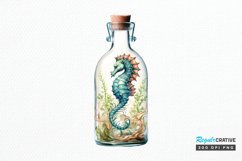 Hippocampus Glass Bottle Sublimation PNG Clipart Product Image 1