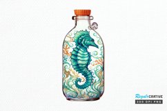Hippocampus Glass Bottle Sublimation PNG Clipart Product Image 1