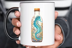 Hippocampus Glass Bottle Sublimation PNG Clipart Product Image 2