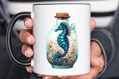 Hippocampus Glass Bottle Sublimation PNG Clipart Product Image 2