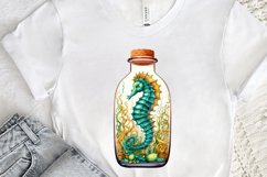 Hippocampus Glass Bottle Sublimation PNG Clipart Product Image 3