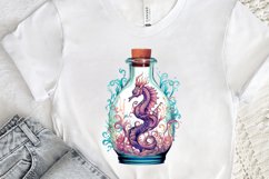 Hippocampus Glass Bottle Sublimation PNG Clipart Product Image 3