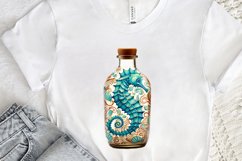 Hippocampus Glass Bottle Sublimation PNG Clipart Product Image 3