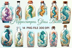 Hippocampus Glass Bottle Watercolor Sublimation clipart Product Image 1