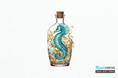 Hippocampus Glass Bottle Sublimation PNG Clipart Product Image 1
