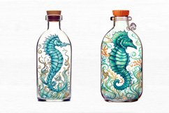 Hippocampus Glass Bottle Watercolor Sublimation clipart Product Image 3
