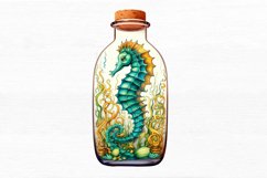 Hippocampus Glass Bottle Watercolor Sublimation clipart Product Image 4