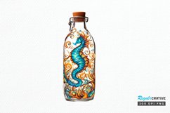 Hippocampus Glass Bottle Sublimation PNG Clipart Product Image 1