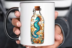 Hippocampus Glass Bottle Sublimation PNG Clipart Product Image 2