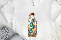 Hippocampus Glass Bottle Sublimation PNG Clipart Product Image 3