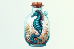 Hippocampus Glass Bottle Watercolor Sublimation clipart Product Image 5