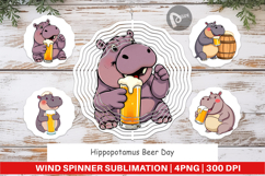 Wind Spinner Hippopotamus Beer Day Product Image 1