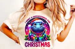 I Want A Hippopotamus For Christmas PNG, Christmas Kids PNG Product Image 1