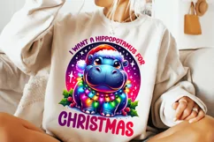 I Want A Hippopotamus For Christmas PNG, Christmas Kids PNG Product Image 2
