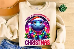 I Want A Hippopotamus For Christmas PNG, Christmas Kids PNG Product Image 3