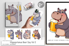 Digital Paper Hippopotamus Beer Day Product Image 1
