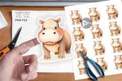 Watercolor Sticker Hippopotamus Wildlife Product Image 1