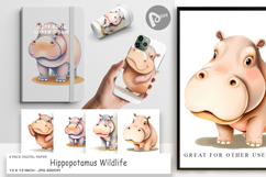 Digital Paper Hippopotamus Wildlife Product Image 1