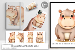 Digital Paper Hippopotamus Wildlife Product Image 1