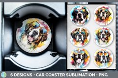 Bundle of six Rainbow Saint Bernards Car Coaster designs.