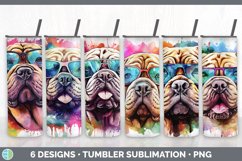 Bundle of six Rainbow Shar Peis Tumbler designs.