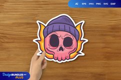 Hipster Skull Sticker Product Image 1