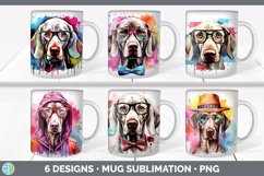 Bundle of six Rainbow Weimaraner Mug Wrap designs.