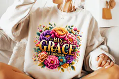 His Grace Is Enough PNG, Floral Christian Sublimation, Jesus Product Image 2