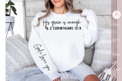 His grace is enough Sleeve SVG, Christian Quote SVG Product Image 1