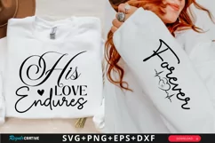 His Love Endures Sleeve SVG, Christian SVG Design, Faith SVG Product Image 1
