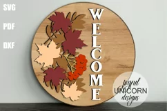 Autumn Leaves Welcome Sign SVG | Fall Door Hanger SVG Product Image 1