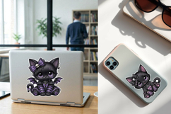 Halloween Kitty. Stickers design PNG Product Image 2