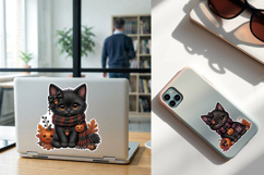 Halloween Kitty. Stickers design PNG Product Image 2
