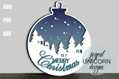 Merry Christmas Round Sign SVG | Christmas Ball Door Hanger Product Image 1