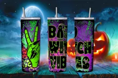 20 oz Skinny Halloween Tumbler Sublimation - Bad Witch Vibes Product Image 1