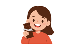 Cheerful girl holding a chocolate bar in a flat vector illus Product Image 1