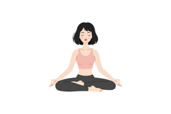 Young woman meditating in a serene pose with a flat design s Product Image 1
