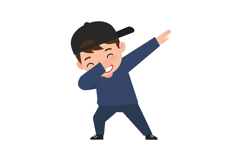 Happy boy dancing in casual outfit with cap in minimal flat Product Image 1