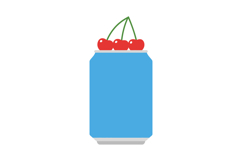 Blue soda can topped with red cherries in a minimal vector i Product Image 1