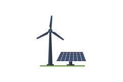Wind turbine next to solar panel in flat vector art style re Product Image 1