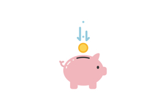 Pink piggy bank with a coin dropping in, flat design vector Product Image 1