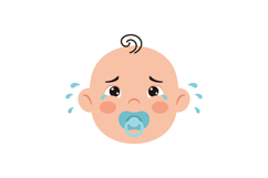 Cute crying baby face with pacifier in flat vector art style Product Image 1